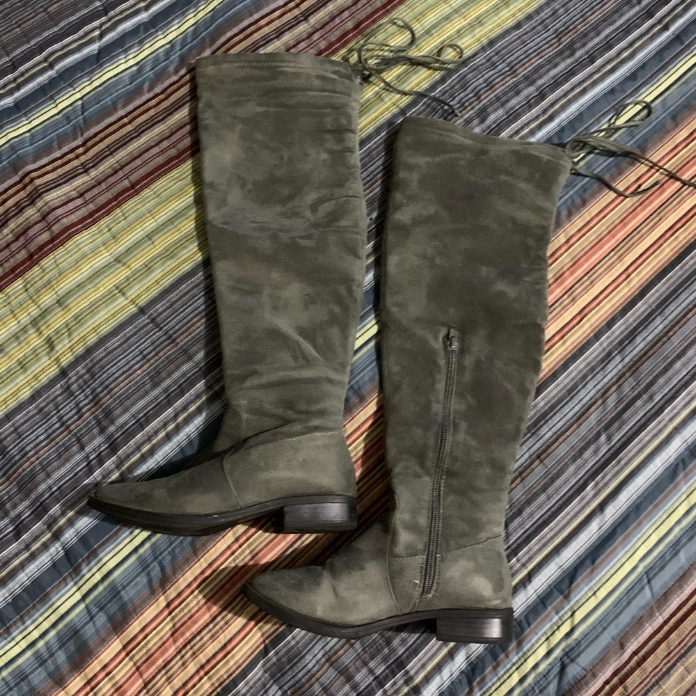 Gray Knee High Boots
